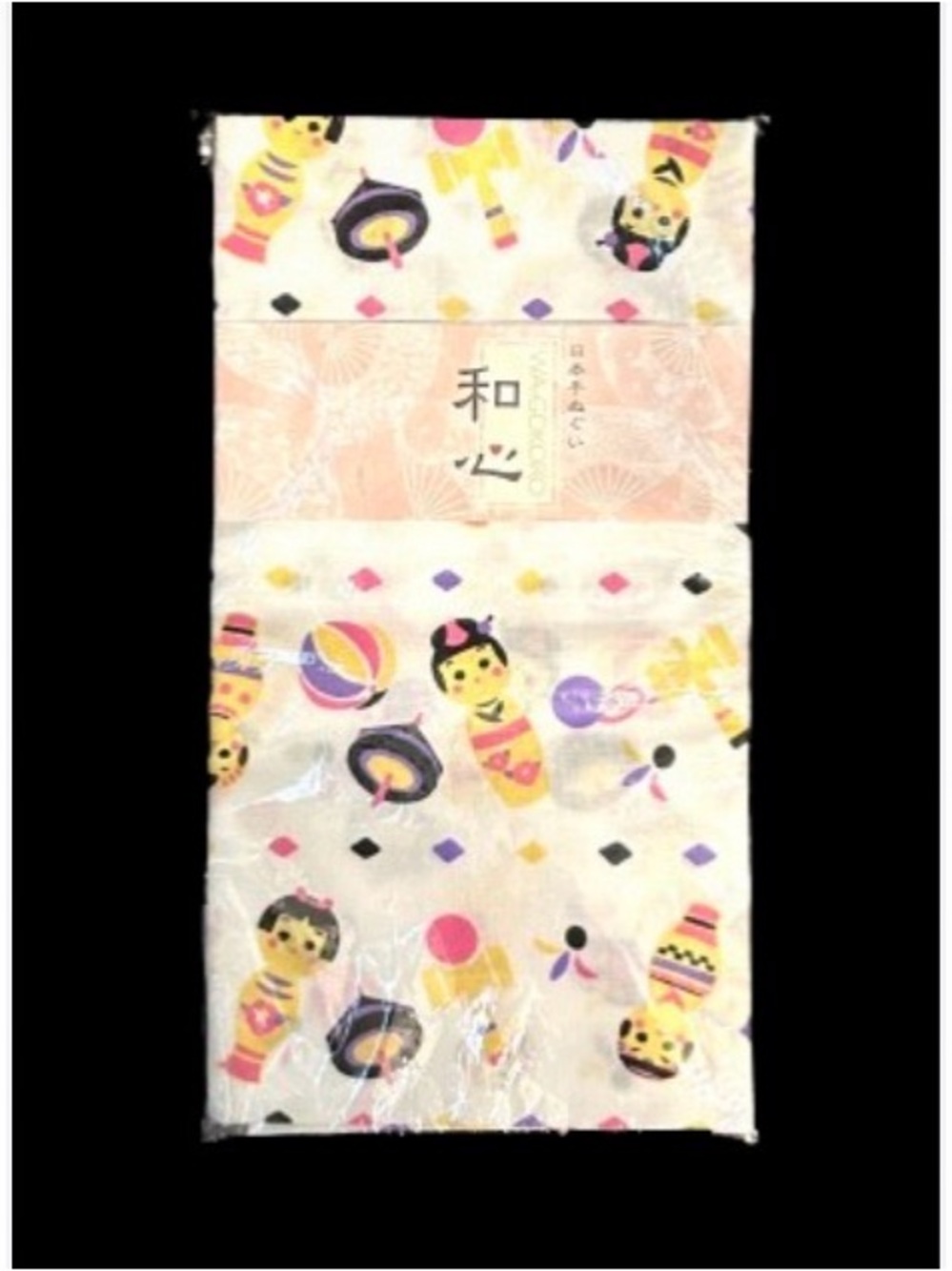 Japanese Cotton Tenugui Hand Towel Kokeshi Dolls Print 35" x 13.5"